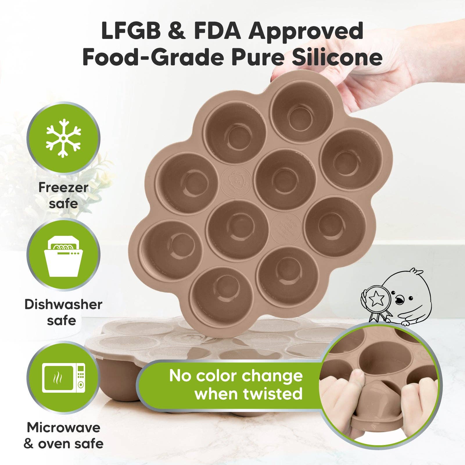 2oz x 10 Pods Prep Silicone Baby Food Freezer Tray with Lid KeaBabies