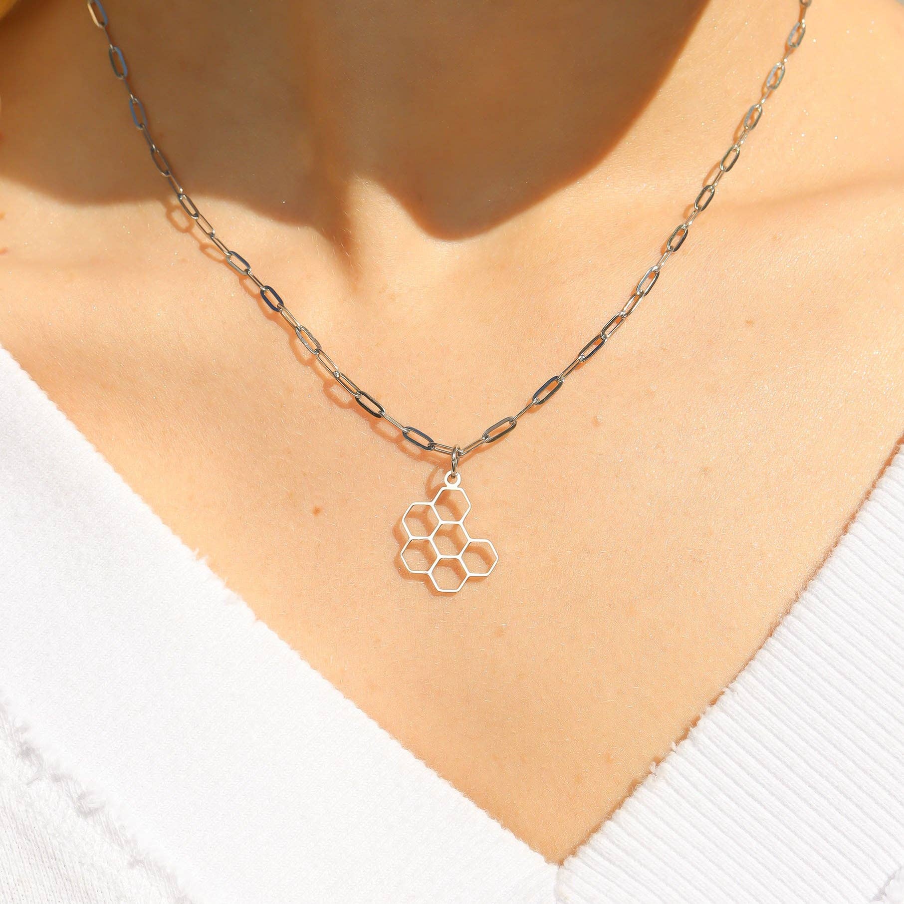 18K Gold PVD Stainless Steel Honeycomb Charm WJW