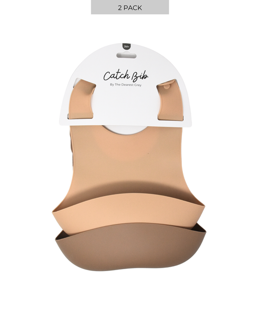 Silicone Catch Bib Set | Fawn & Sand The Dearest Grey