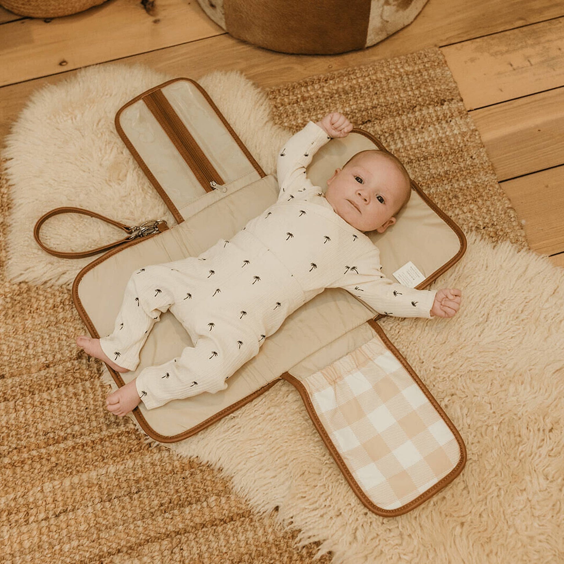 Change Mat Clutch - Beige Gingham OiOi