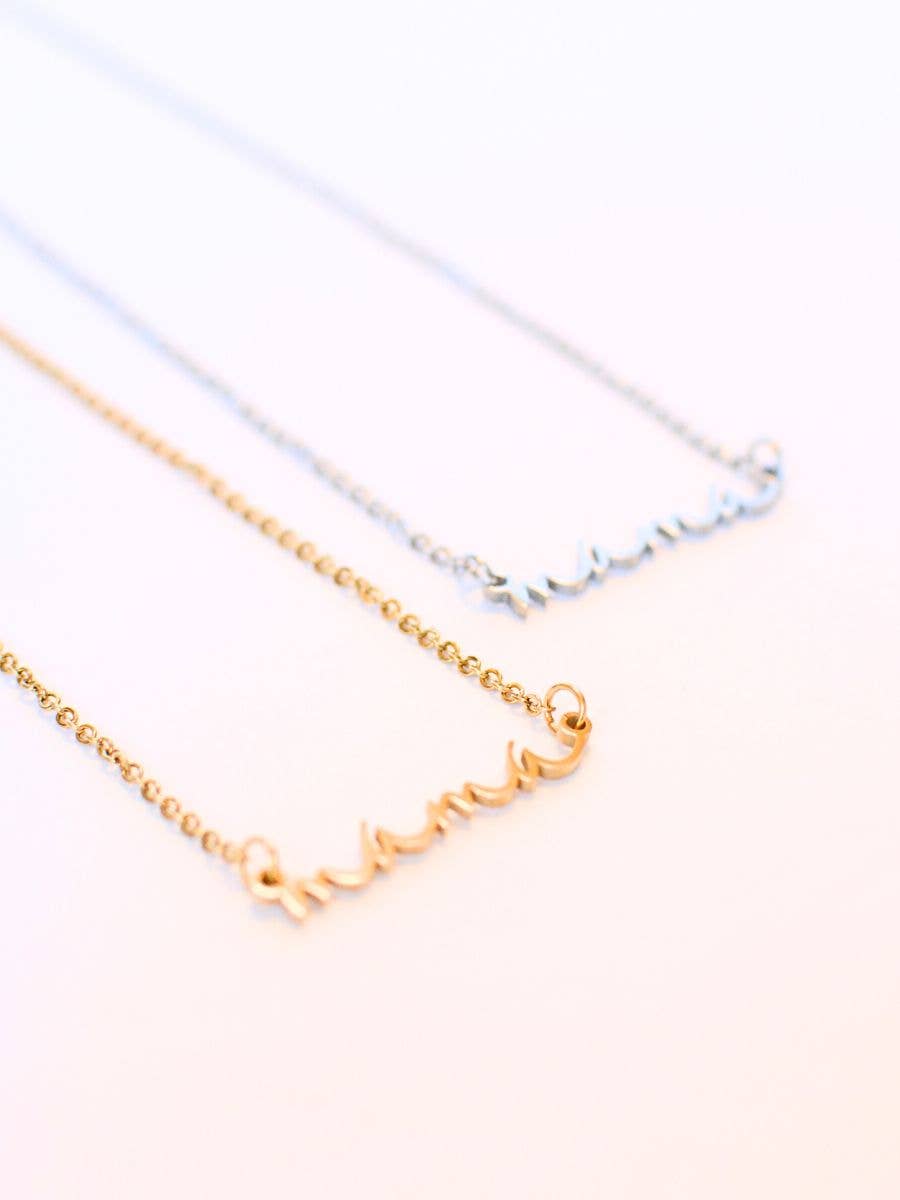 Mama - Dainty Cursive Necklace Two and Crew