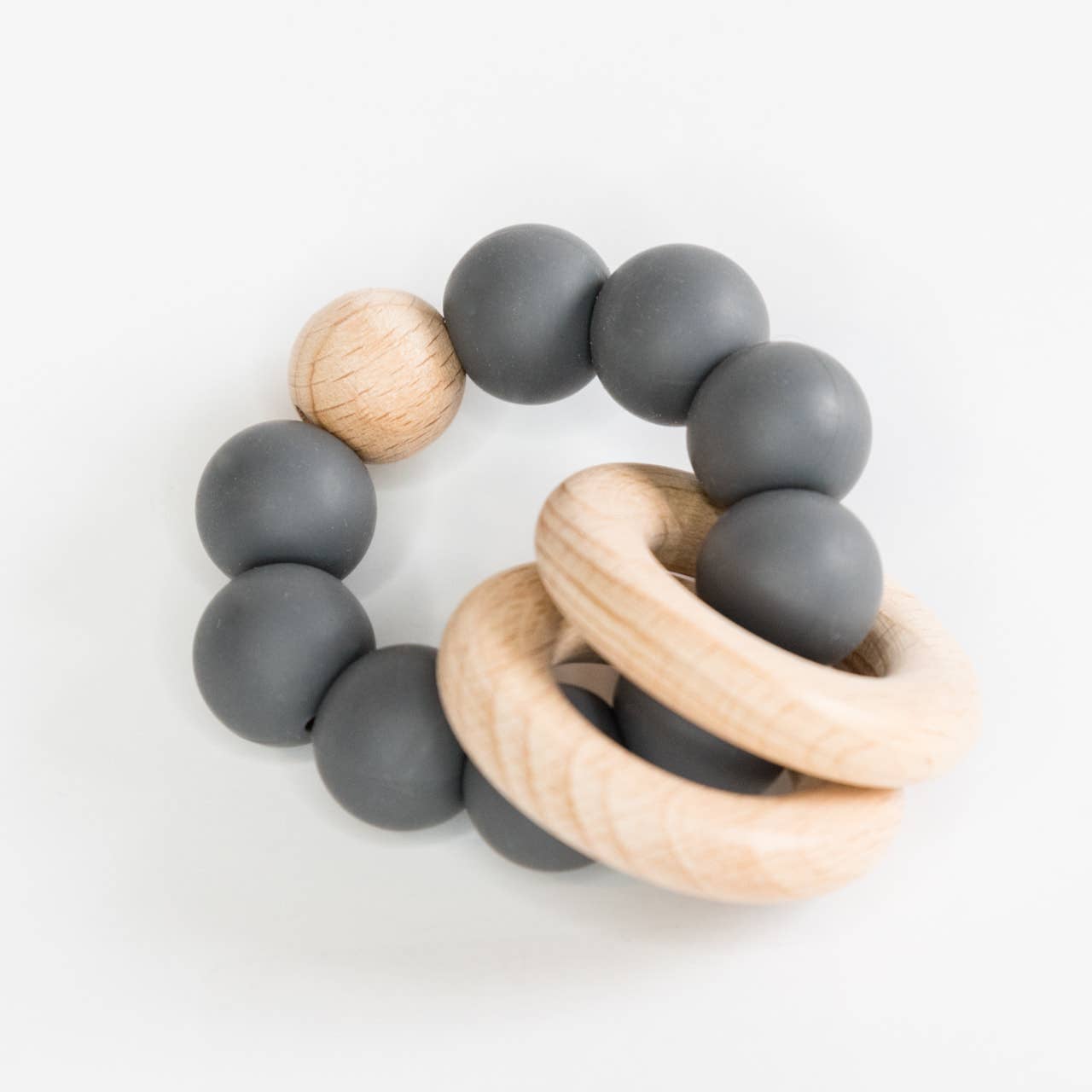 Beaded Teething Ring Babeehive Goods Charcoal