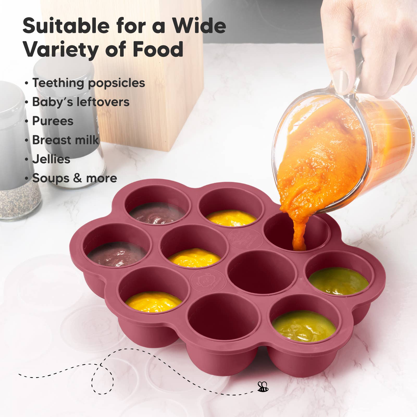 2oz x 10 Pods Prep Silicone Baby Food Freezer Tray with Lid KeaBabies