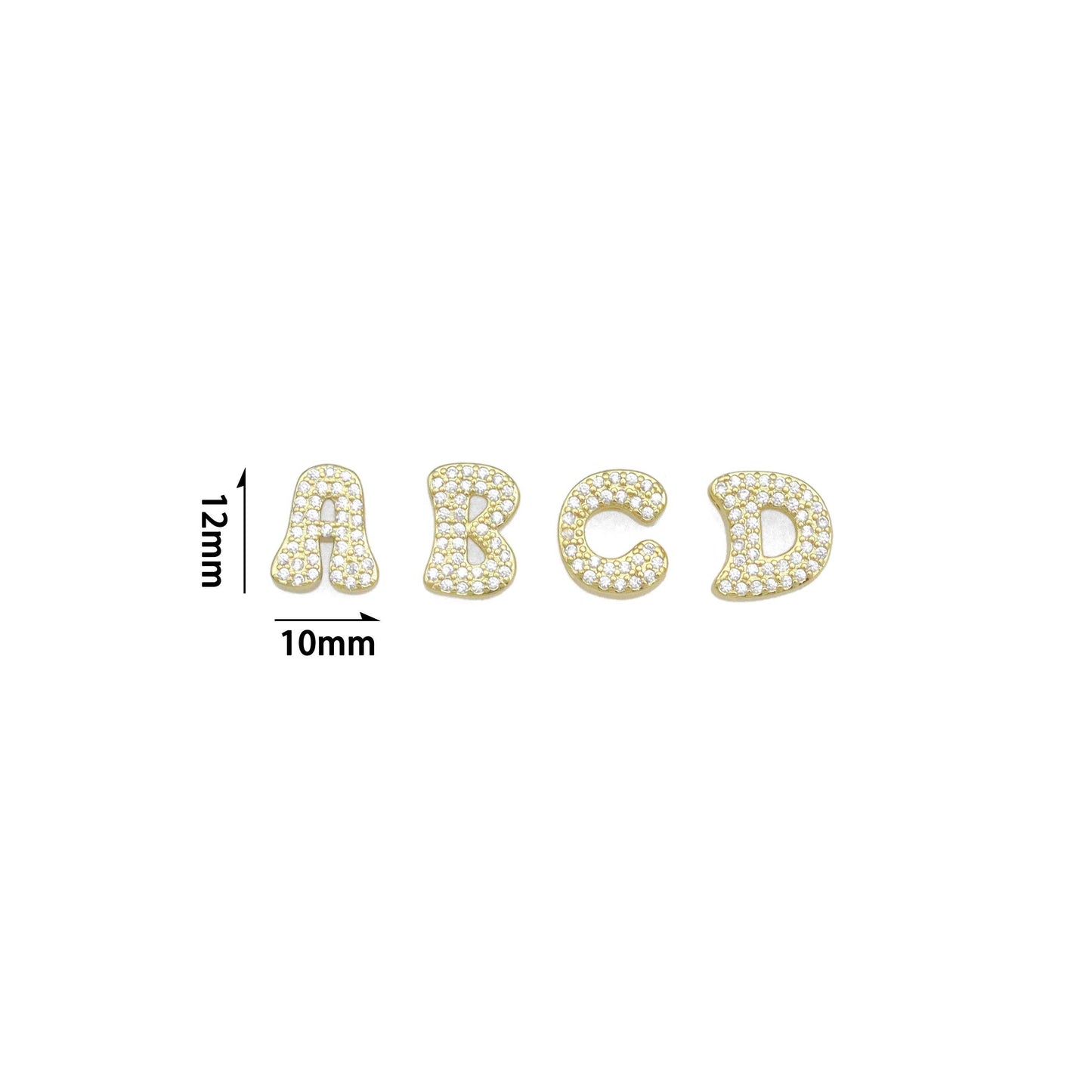 CZ Gold Alphabet Initial Charm Pendant Bead BestBeads&Beyond