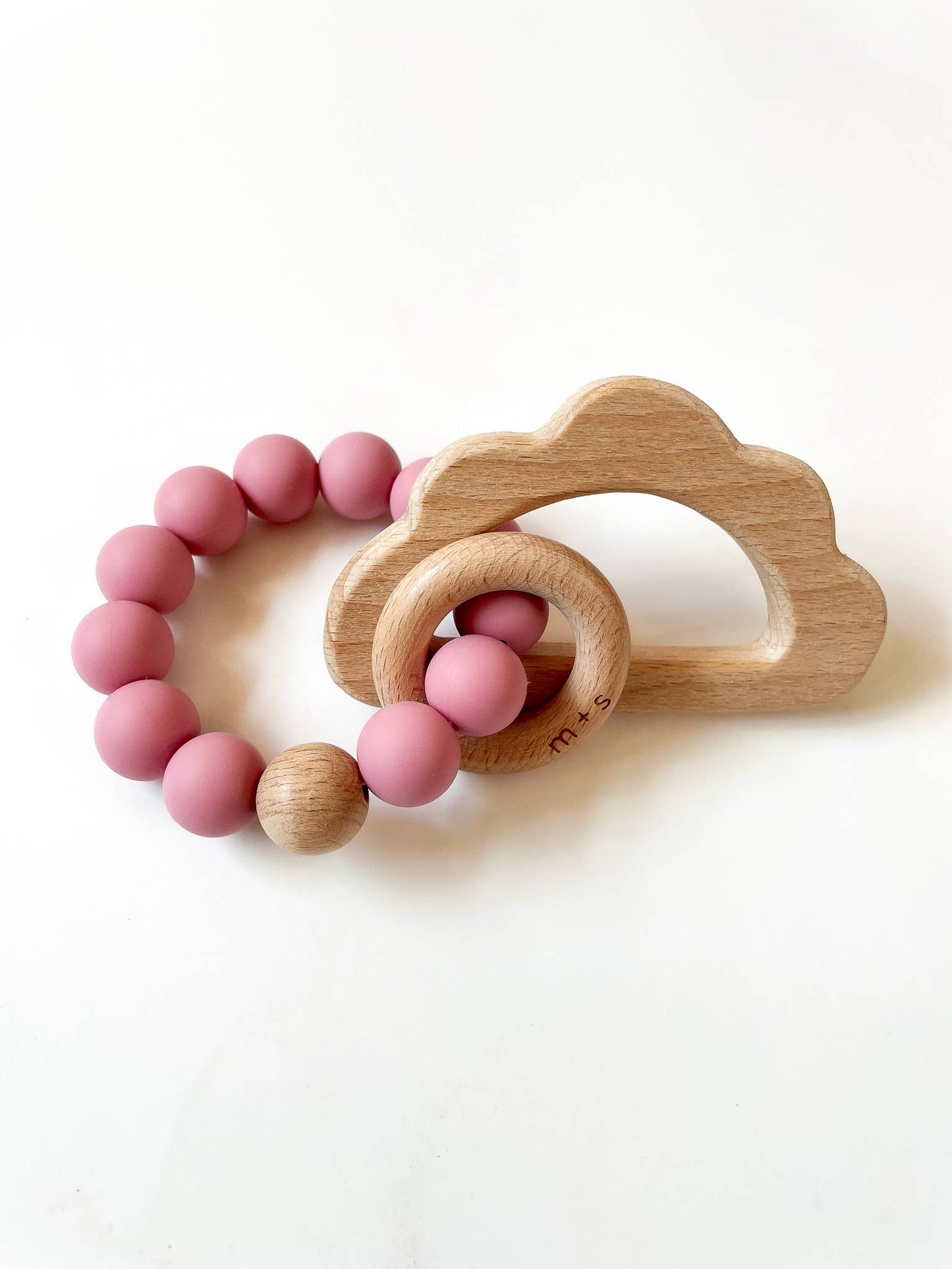 Cloud Teether-Silicone and Beech Wood Marlowe and Sage LLC