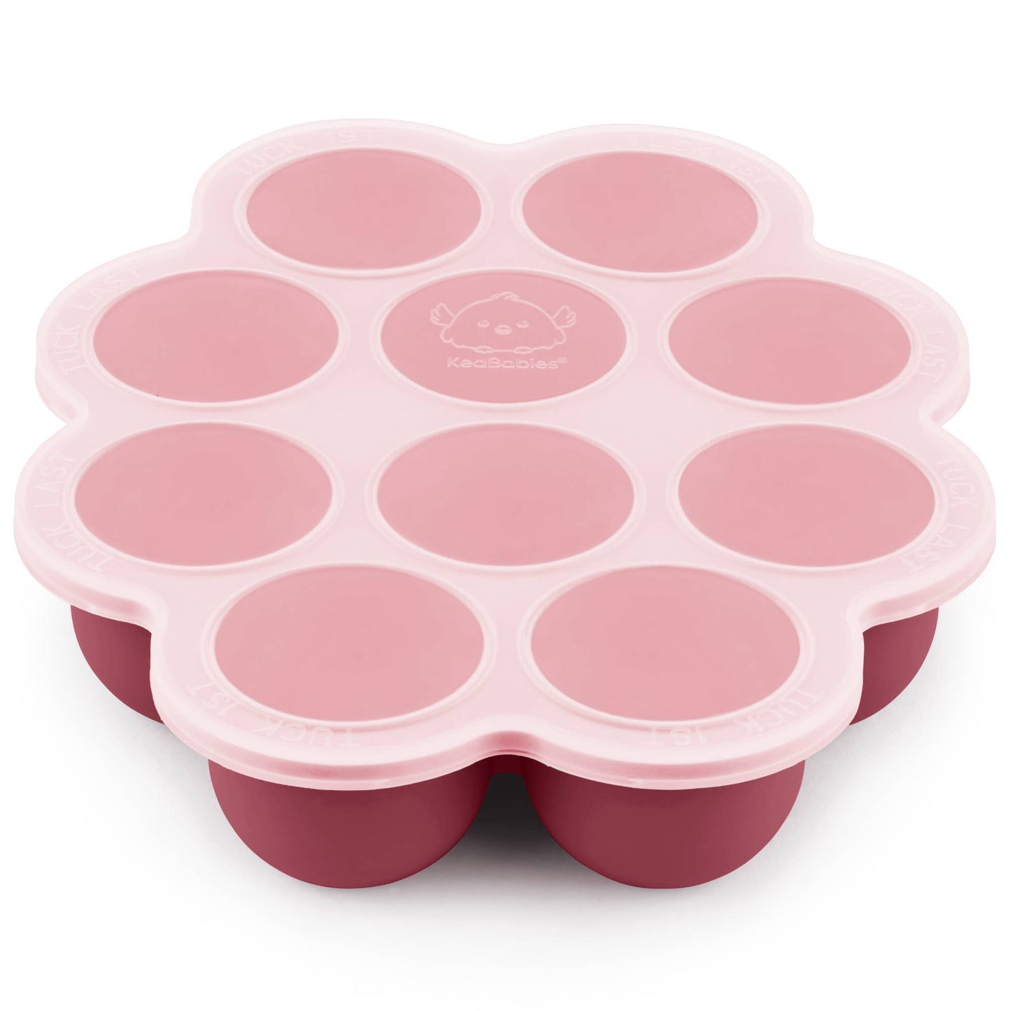 2oz x 10 Pods Prep Silicone Baby Food Freezer Tray with Lid KeaBabies Kirsch Red