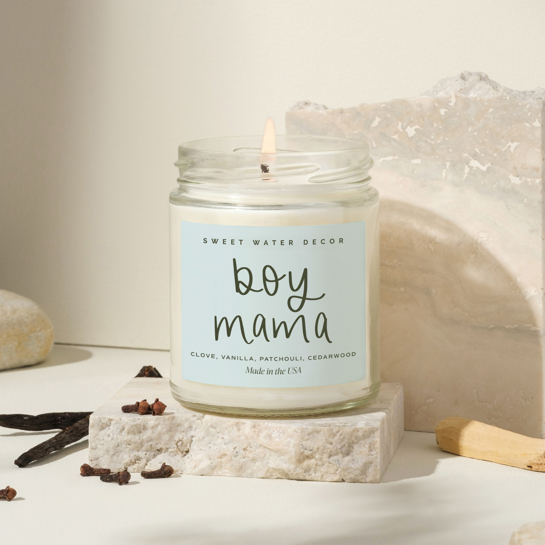 Boy Mama Soy Candle - 9 oz Sweet Water Decor