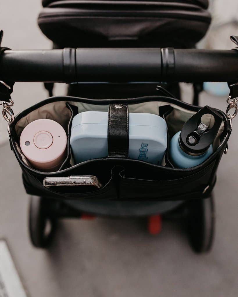 Signature Stroller Caddy - Black Dimple Vegan Leather OiOi