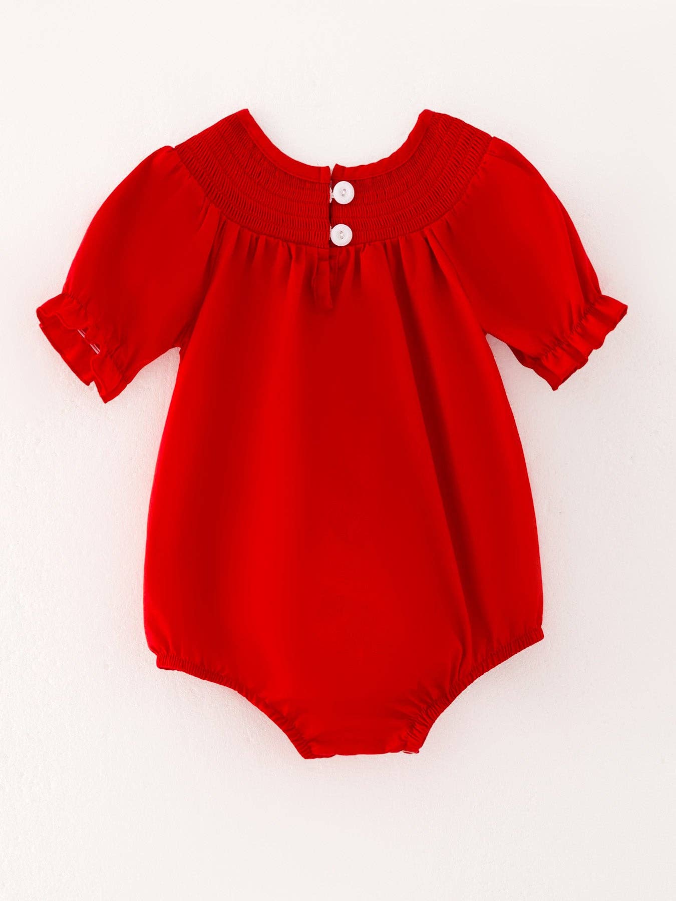 Girls Bow Smocked Embroidered Red Romper Rylee Faith Designs