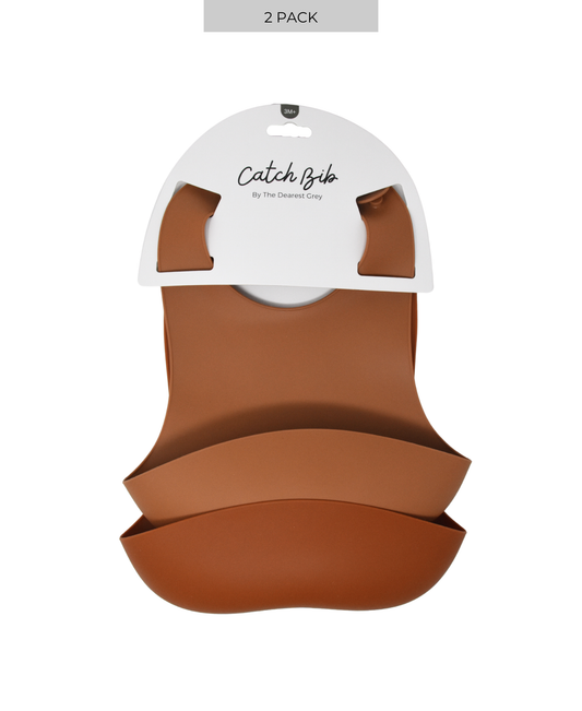 Silicone Catch Bib Set | Ginger & Terracotta The Dearest Grey