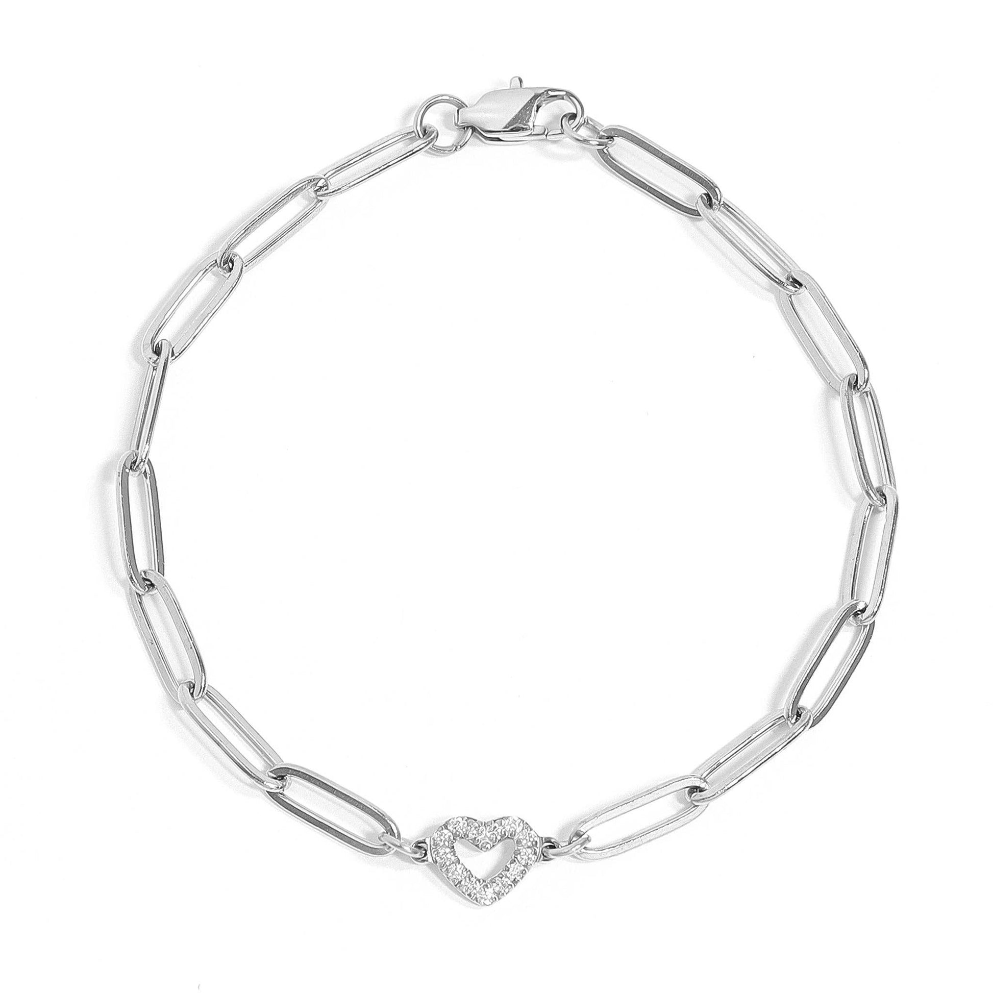 18K Gold PVD Stainless Steel "Heart" Paperclip Bracelet WJW