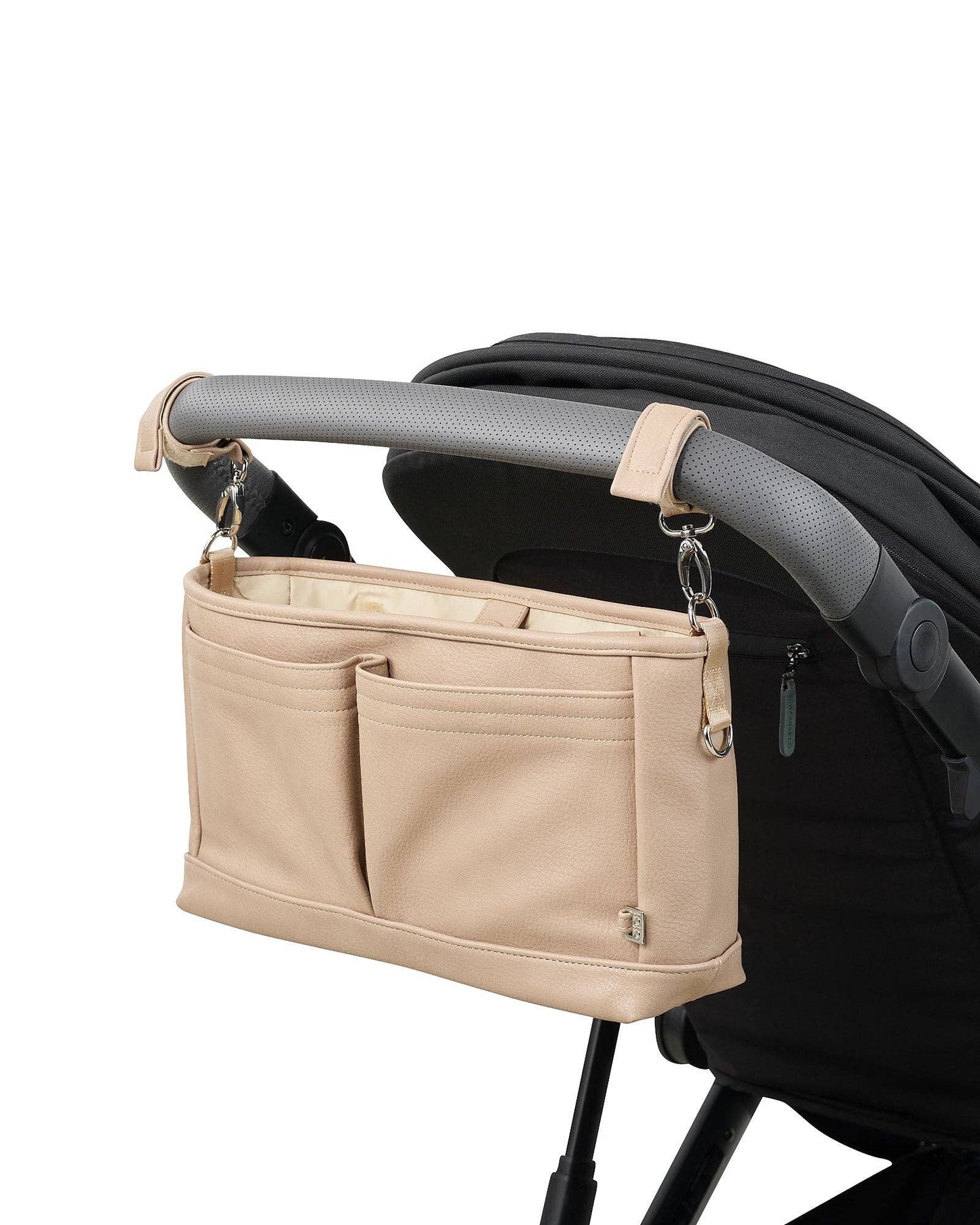 Dimple Vegan Leather Stroller Organiser/Pram Caddy - Oat OiOi