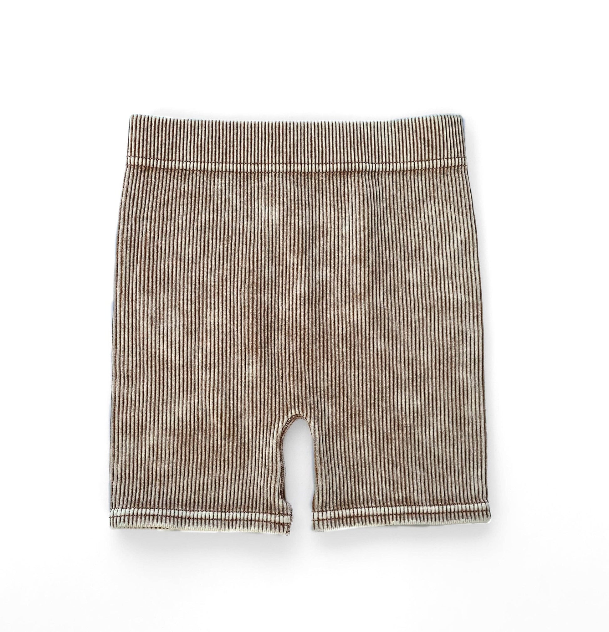 ACID WASH BIKER SHORTS - CAMEL LENOX JAMES