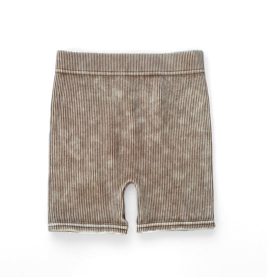 ACID WASH BIKER SHORTS - CAMEL LENOX JAMES