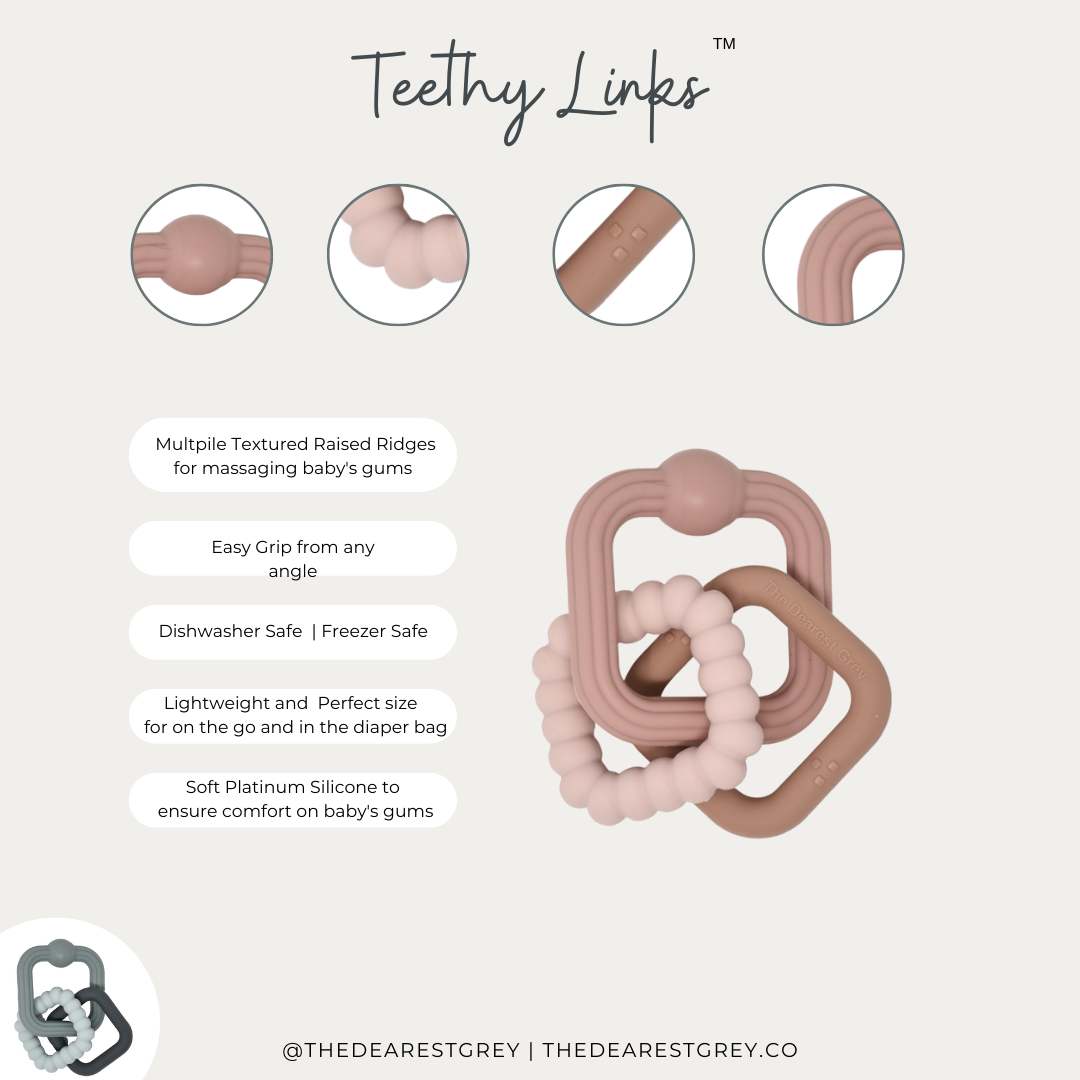 Teethy Links Teether | Pink Lemonade The Dearest Grey