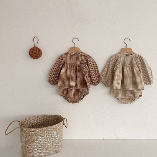 Baby Girl Plaid Blouse with Bloomers MyKids-USA®