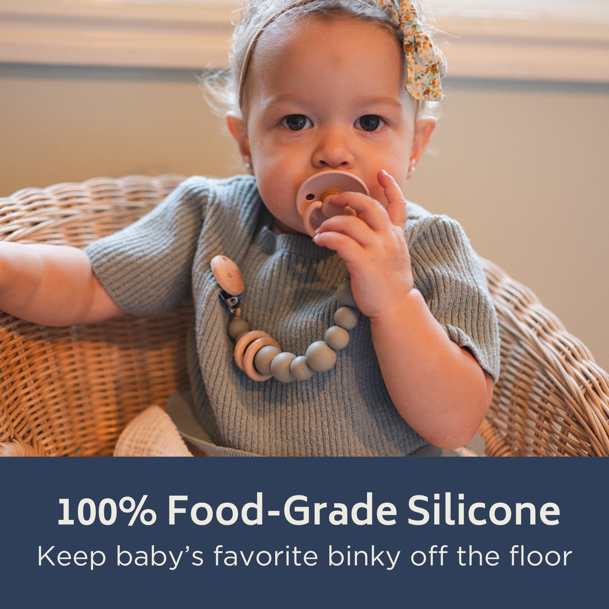Silicone Bead & Wood Ring Pacifier Clip Babeehive Goods