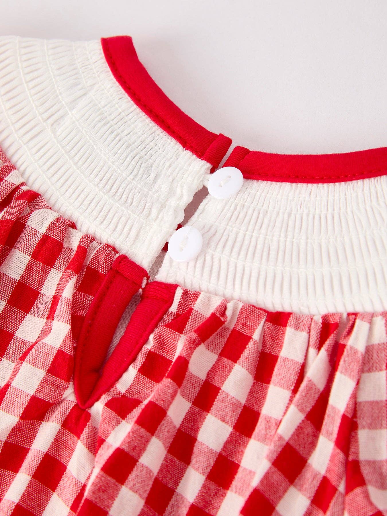 Red Cherry Bow Plaid Smocked Romper Rylee Faith Designs