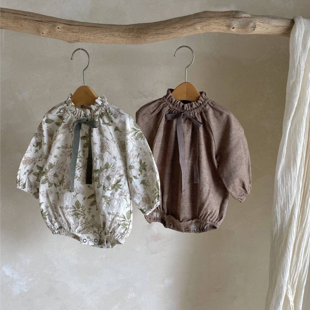 Girls Vintage Floral/Plain Bow-Tie Lantern MyKids-USA®