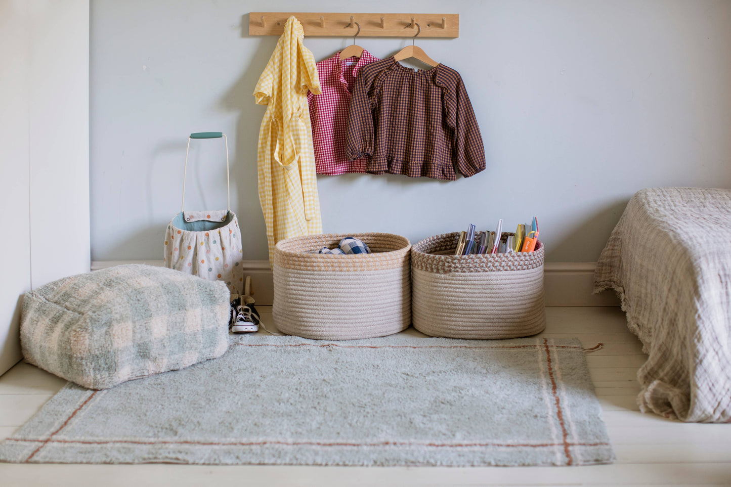 Pouf Vichy Blue Sage Lorena Canals