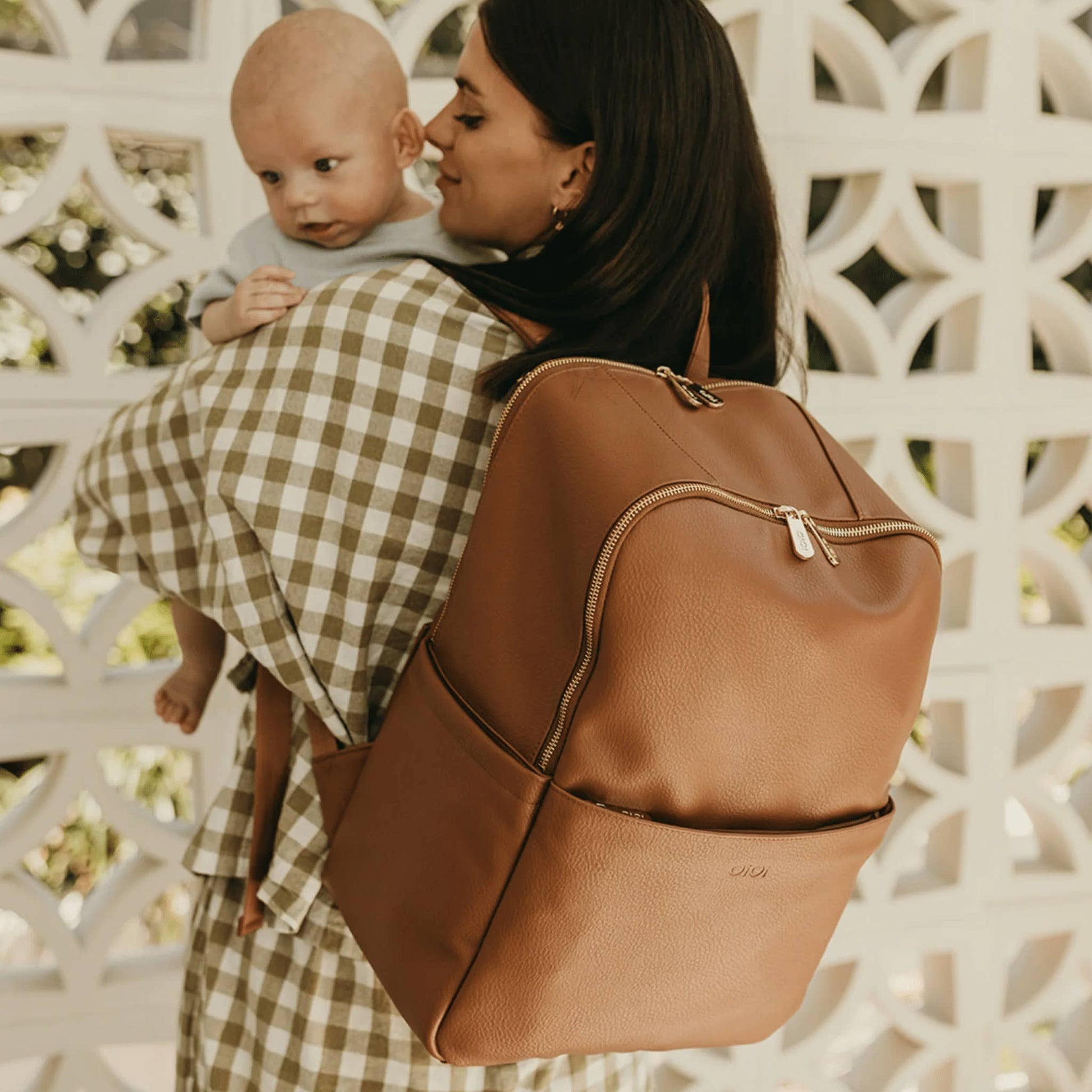 Multitasker Nappy Backpack - Chestnut Brown Vegan Leather OiOi