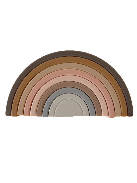Rainbow Teether Silicone Stacker- Neutral ⋒ Chewable Charm