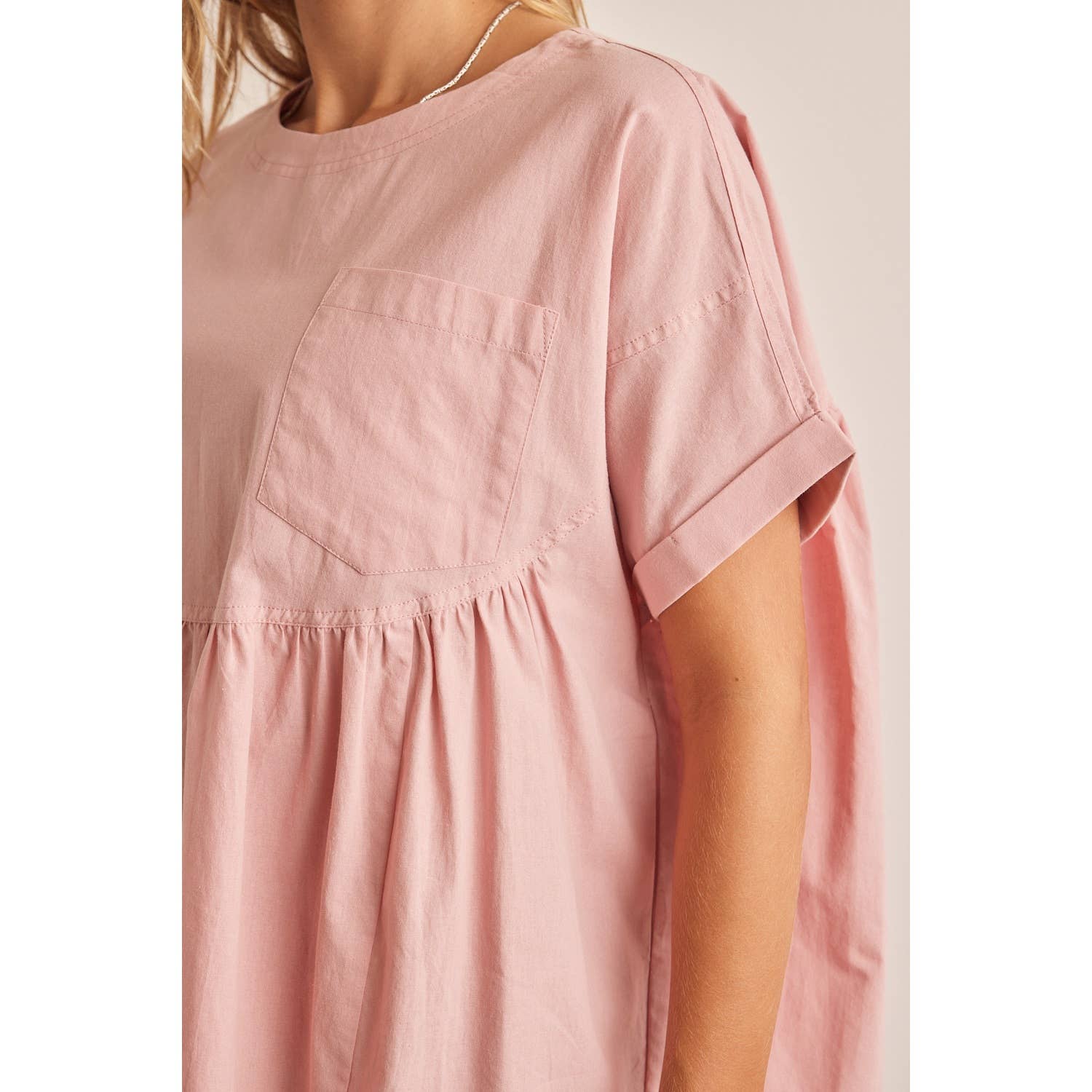 OVERSIZED COTTON POPLIN TUNIC TOP WITH RUFFLED HEM in february