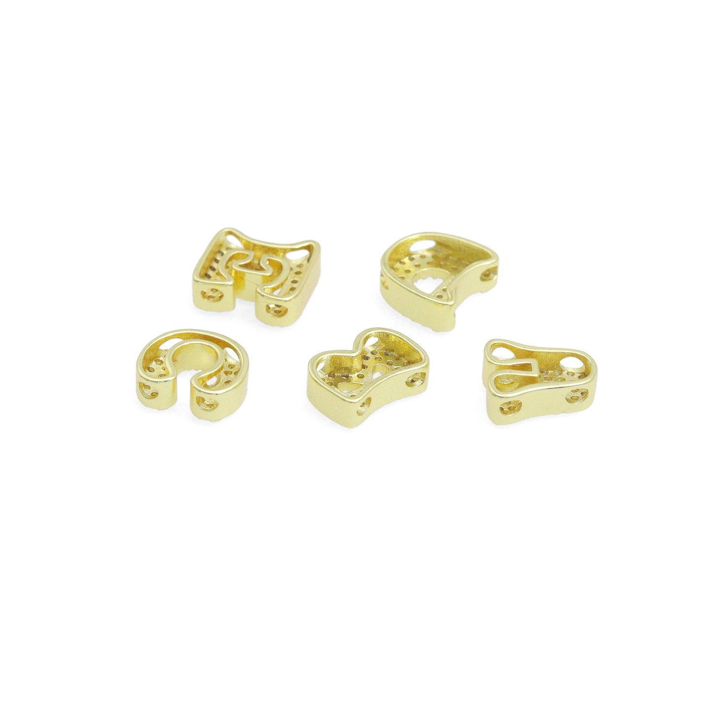 CZ Gold Alphabet Initial Charm Pendant Bead BestBeads&Beyond