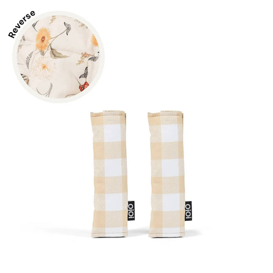 Reversible Pram Harness Cover Set - Beige Gingham/Wildflower OiOi