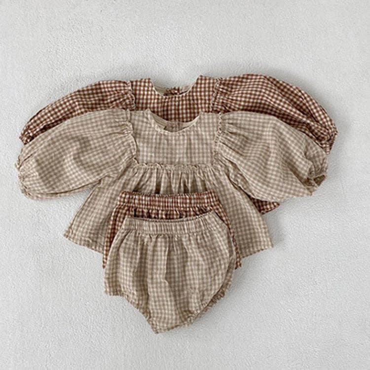 Baby Girl Plaid Blouse with Bloomers MyKids-USA®