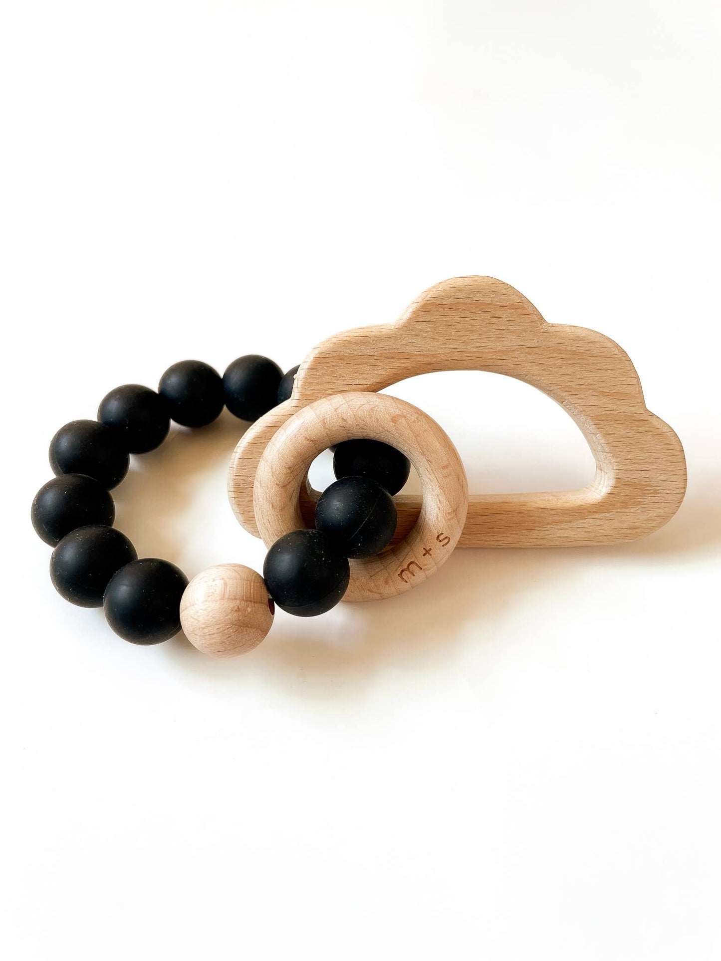 Cloud Teether-Silicone and Beech Wood Marlowe and Sage LLC Black