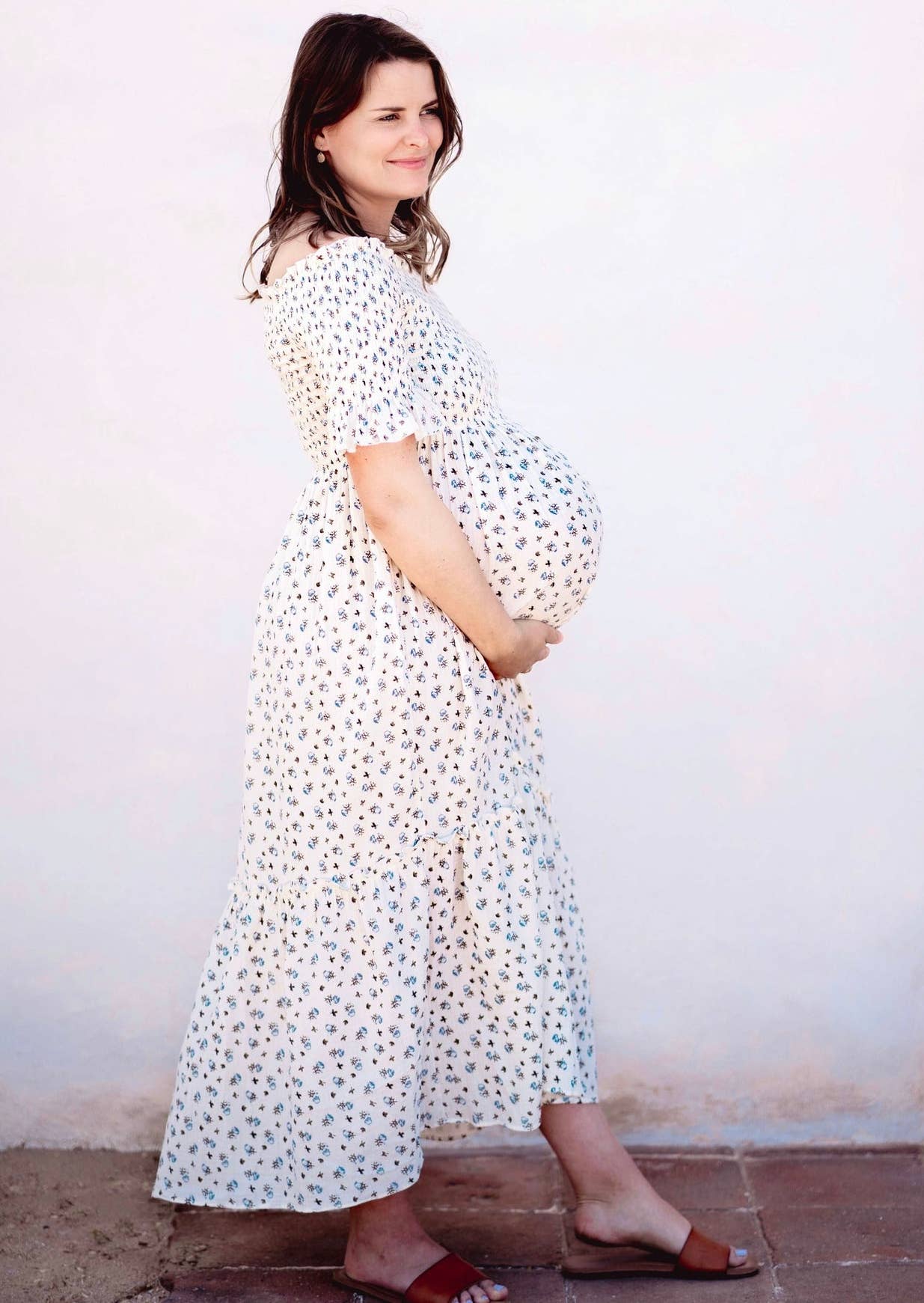 Blue Floral Muslin Dress LIV Maternity