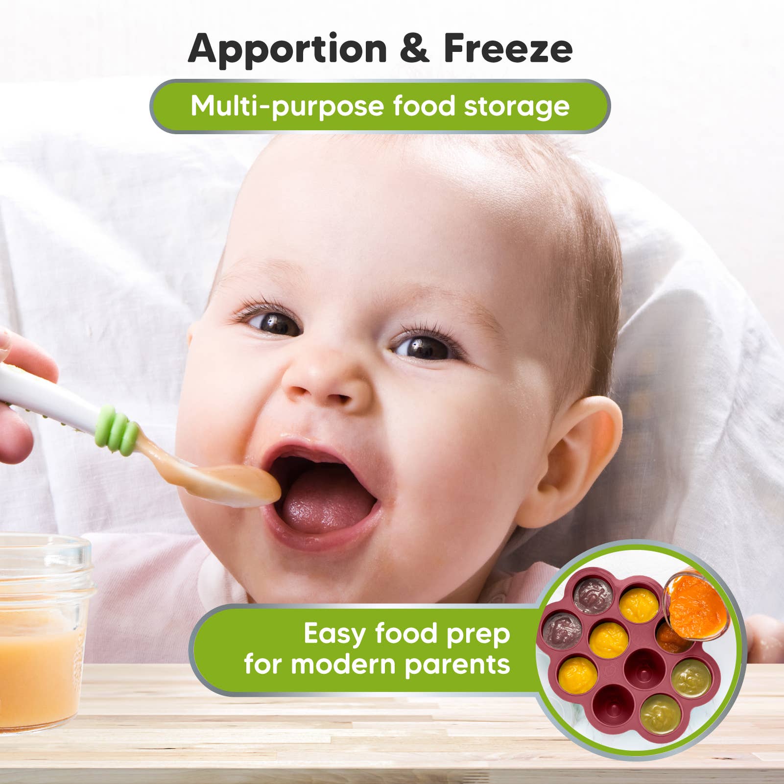 2oz x 10 Pods Prep Silicone Baby Food Freezer Tray with Lid KeaBabies
