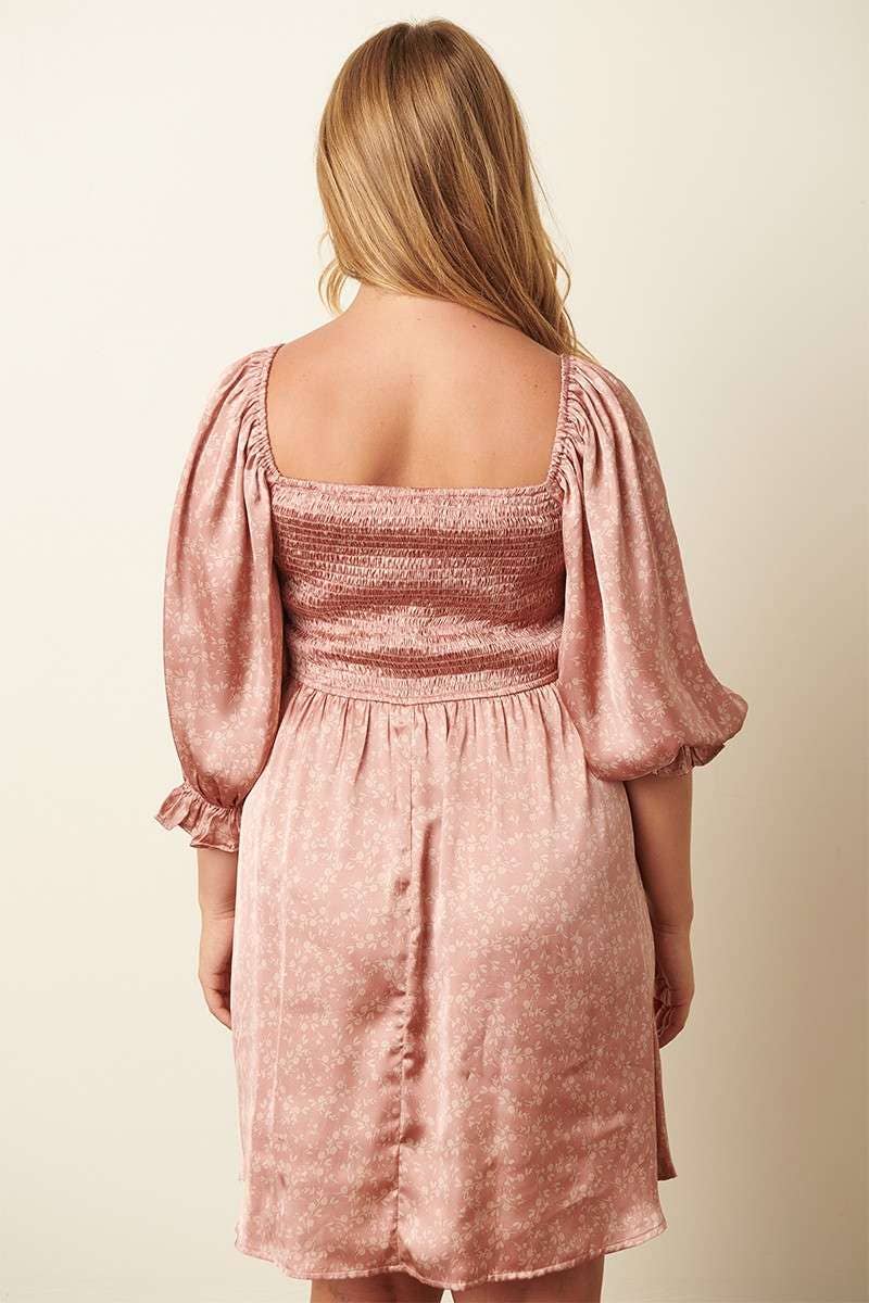 FLOWER PRINT SMOCKING DETAIL BABYDOLL DRESS mittoshop