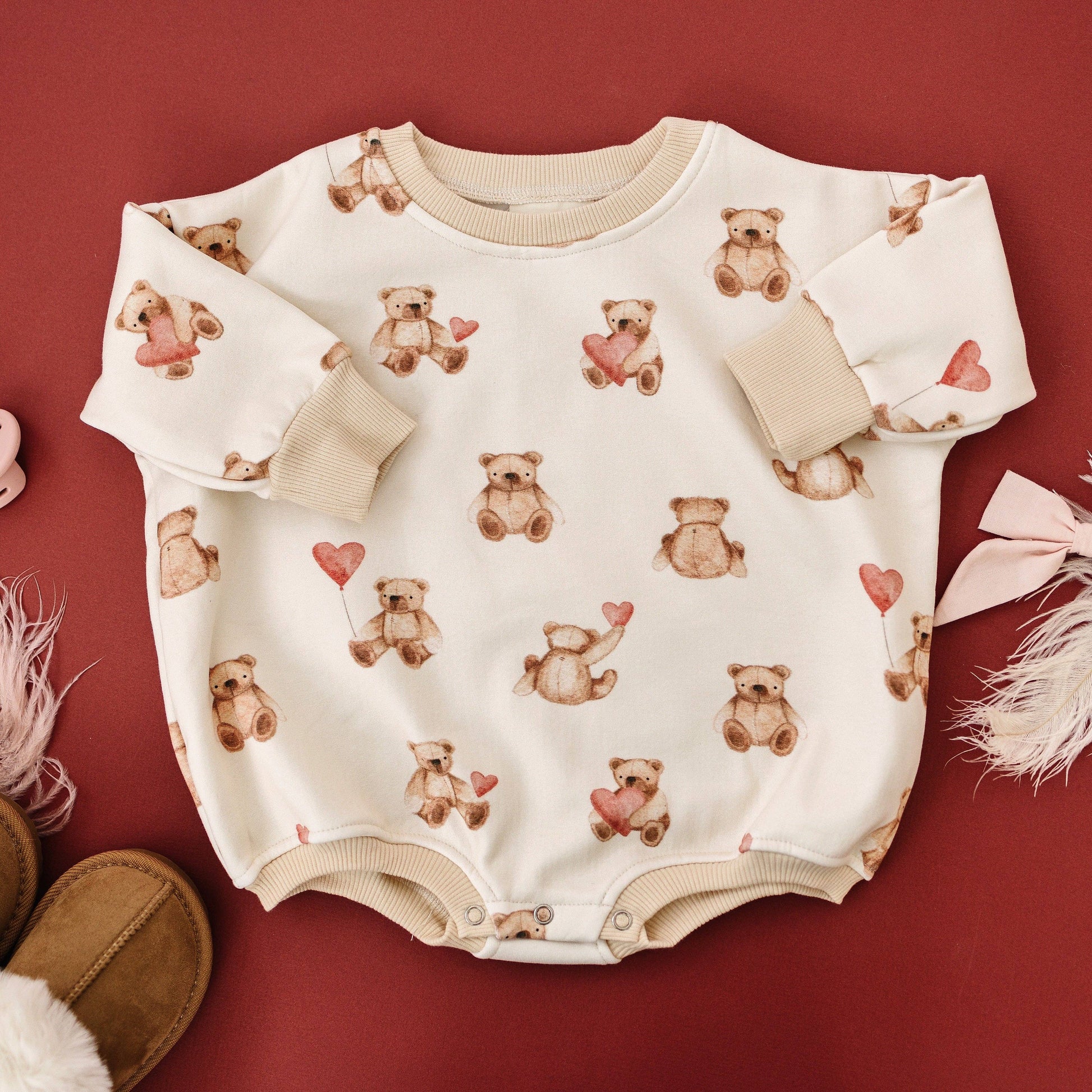 Teddy-Gram Sweatshirt Romper Little Joy Co.