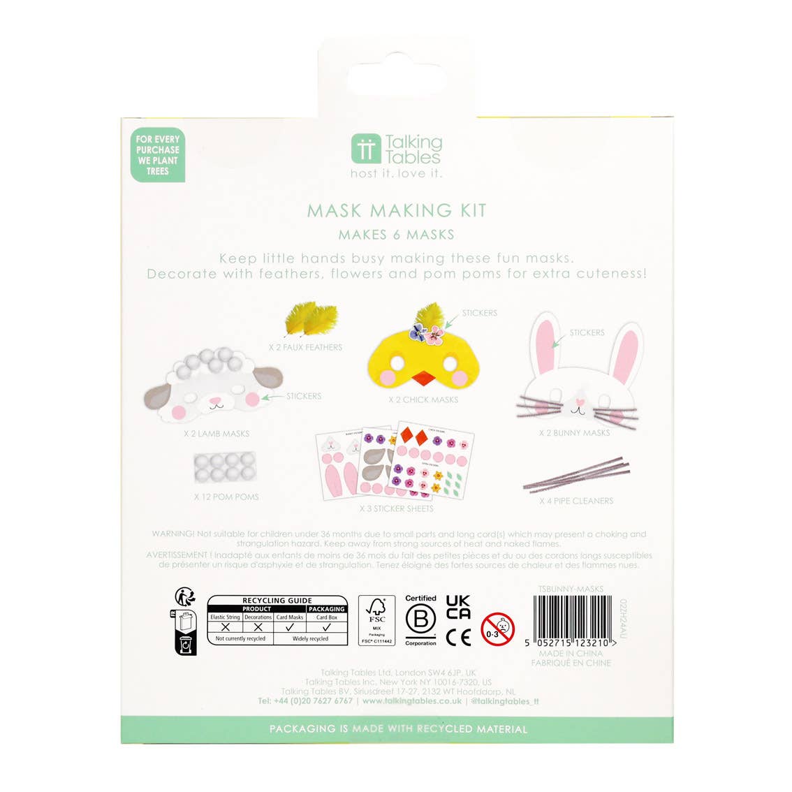 Bunny Mask Making Kit Talking Tables USA