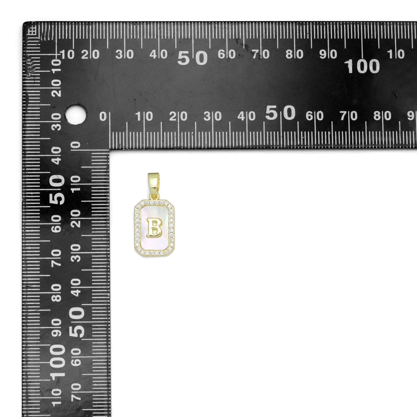 Gold Rectangle Initial Charm, Alphabet Name Letter Charm BestBeads&Beyond