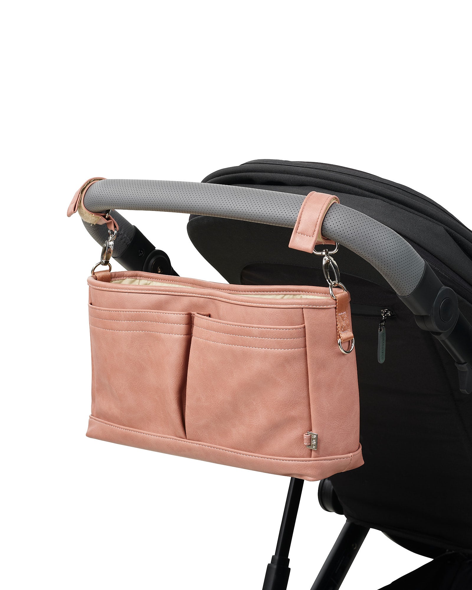 Leather Baby Jogger Organizer OiOi Signature Pram Caddy Oat Dimple