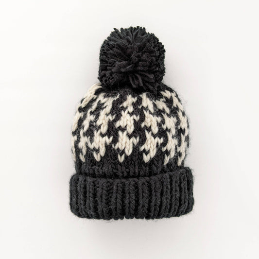 Houndstooth Hand Knit Beanie Hat Huggalugs