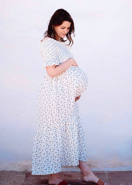 Blue Floral Muslin Dress LIV Maternity