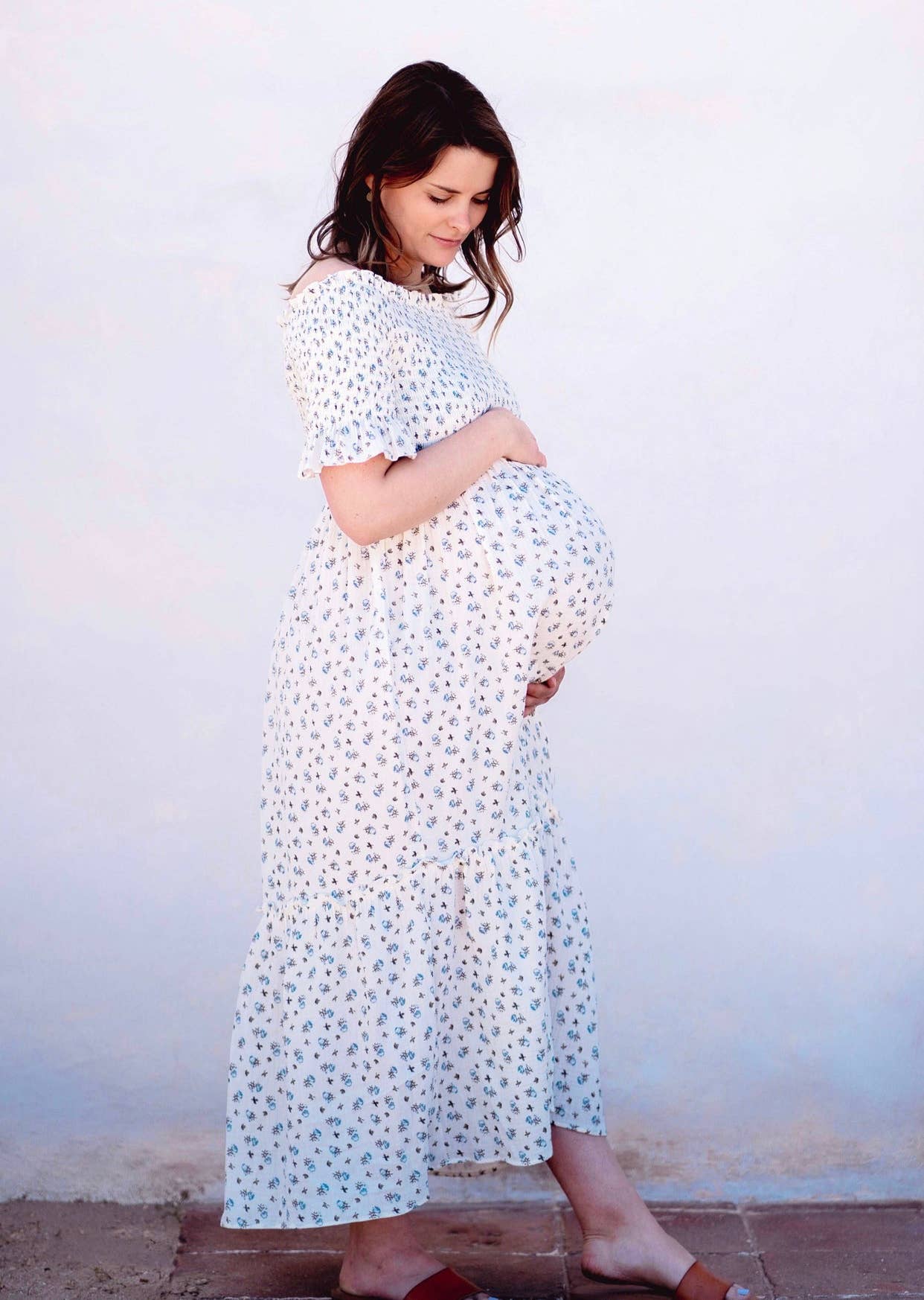 Blue Floral Muslin Dress LIV Maternity L