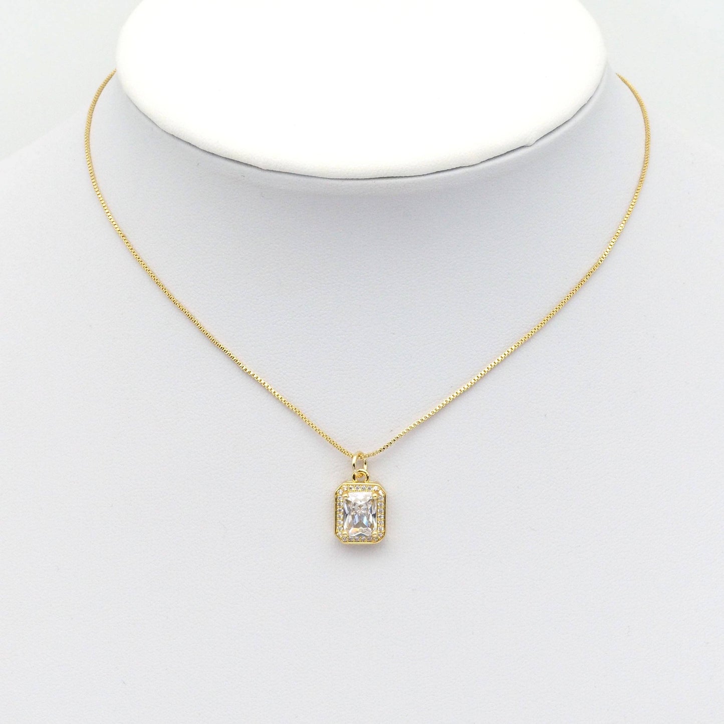 Rectangle CZ Gold Charm BestBeads&Beyond