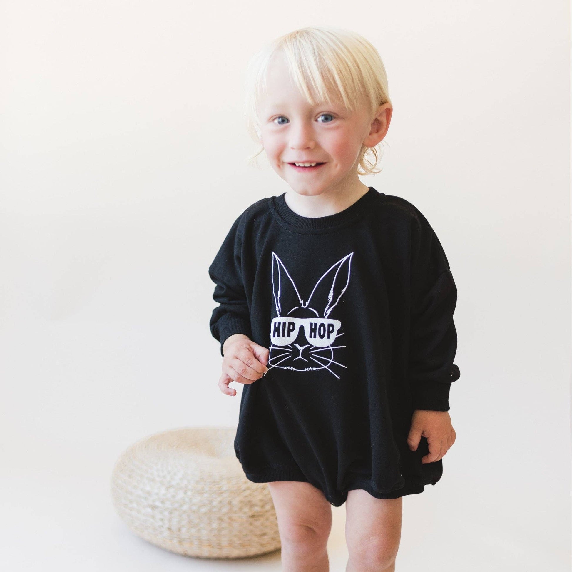 Hip Hop Bunny Easter Sweatshirt Romper Little Joy Co.