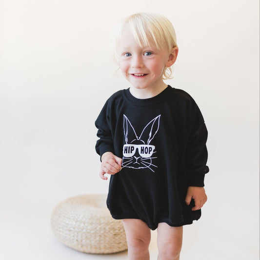 Hip Hop Bunny Easter Sweatshirt Romper Little Joy Co.