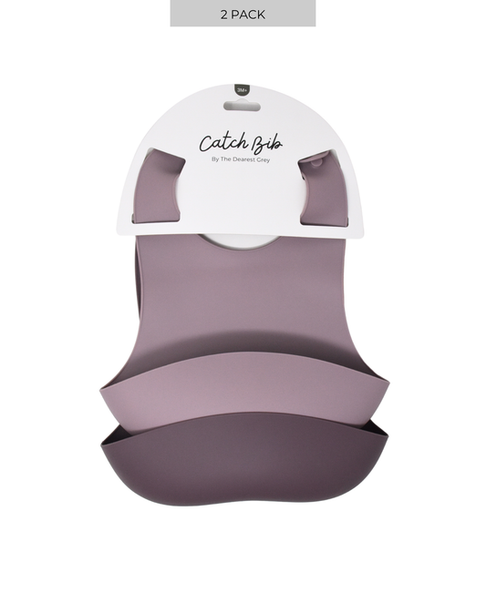 Silicone Catch Bib Set | Jade & Lavender The Dearest Grey