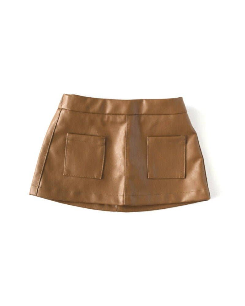 Katie Pocket Mini Skirt - Brown Leather Bailey's Blossoms