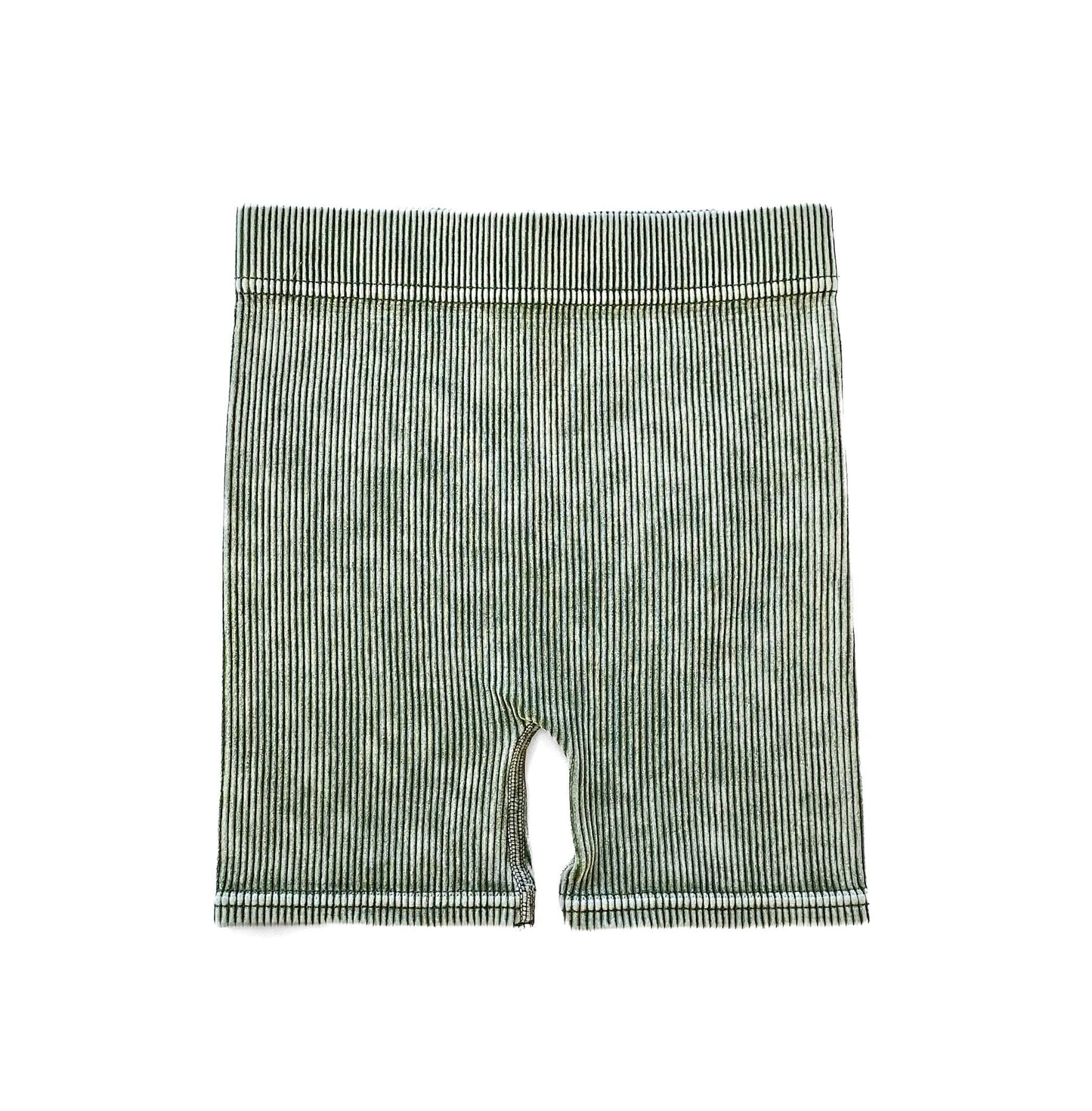 ACID WASH BIKER SHORTS - DUSTY GREEN LENOX JAMES