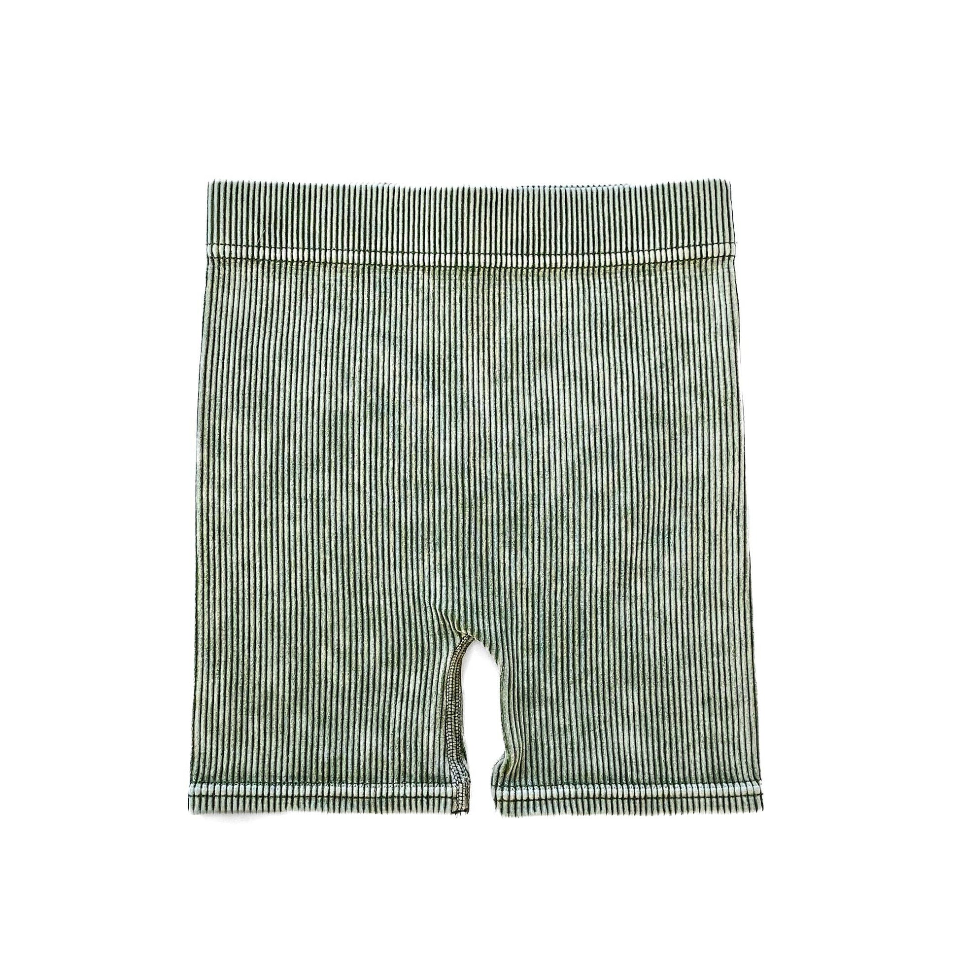 ACID WASH BIKER SHORTS - DUSTY GREEN LENOX JAMES