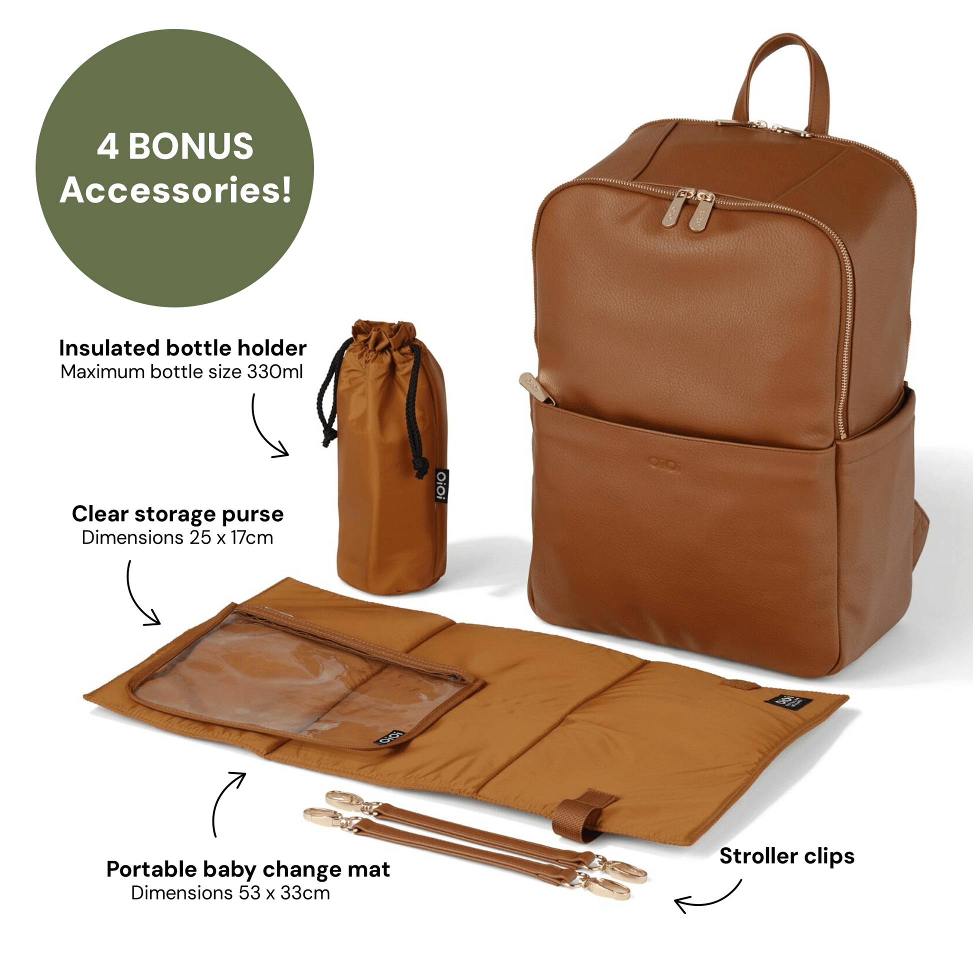 Multitasker Nappy Backpack - Chestnut Brown Vegan Leather OiOi