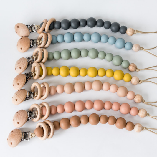Silicone Bead & Wood Ring Pacifier Clip Babeehive Goods